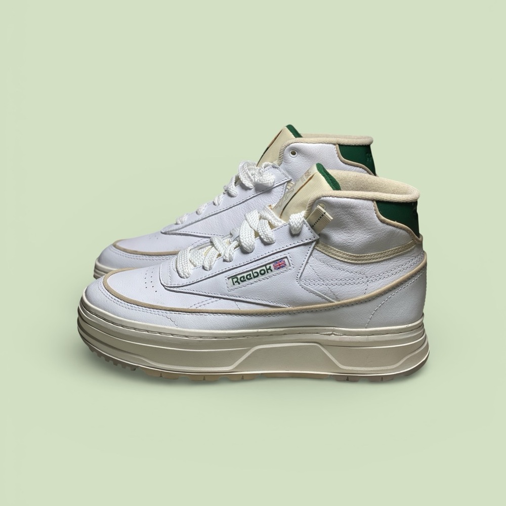 Reebok White and Tan High-Top Sneakers